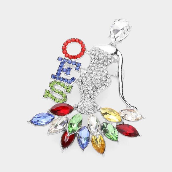 Bold OES Sorority Brooch with Colorful Rhinestones, Order of Eastern Star Gift - Picture 1 of 3